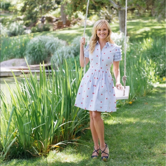 Draper James Dresses & Skirts - Cherry 🍒 Orchard Ruffle Shirtdress